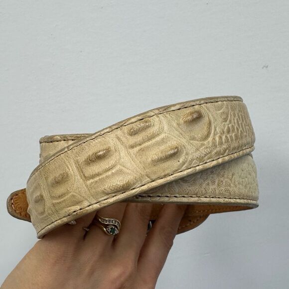 Genuine Crocodile Cream Beige Belt Large Croc Buckle Size XS/S - Picture 4 of 10